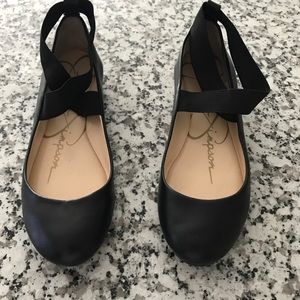 Jessica Simpson Black Leather Ballet Flats size 8